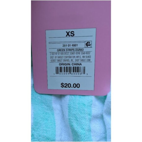 Stoney Clover Women's Linen Blend Tie Straps Peplum Tank Green Stripe Size XS - Picture 5 of 5